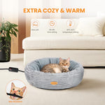 Heated cat bed for indoor cats, 20' electric heated pet bed with adjustable temperature and timer