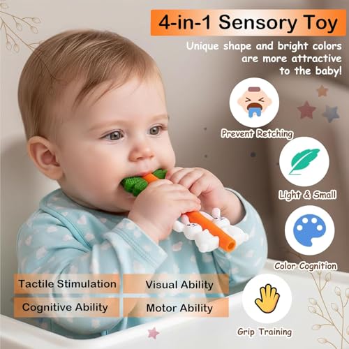 easter baby silicone carrot rabbit hollow teething tubes sensory chew toys for infants over 3 months