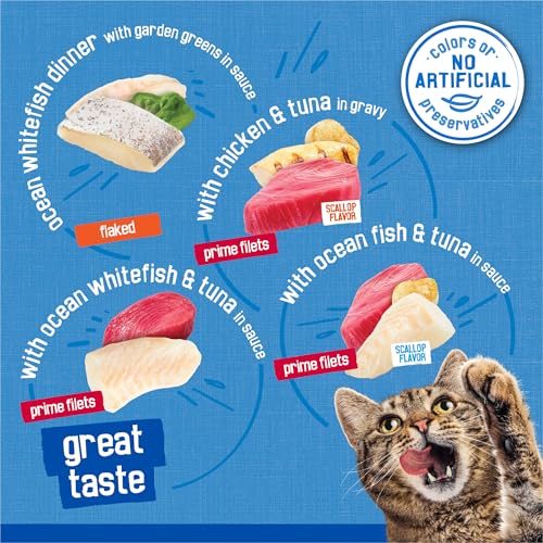 Purina Friskies Wet Cat Food Variety Pack - 40 Cans, 5.5 oz each, Oceans of Delight Flaked and Filets