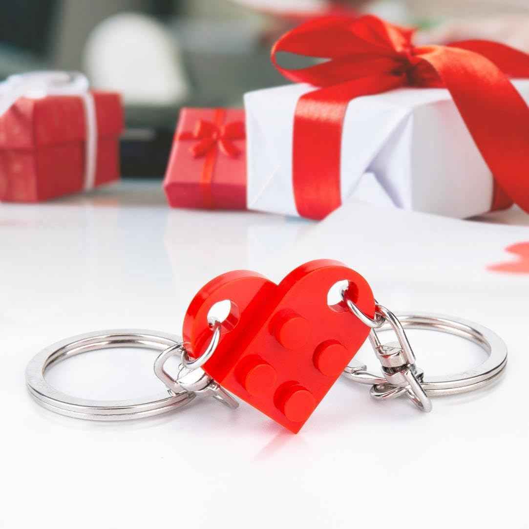 Couples Matching Stuff Gifts - Red Heart Keychain, Matching Couple Heart Keychains Decorations Christmas Valentines Day Gifts for Boyfriend Girlfriend