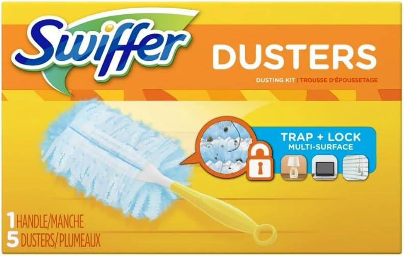 Swiffer Dusters Refill for Cleaning, Made by SWIFFER, Feather & Microfiber Duster Disposable Alternative, for Dusting Furniture, Blinds, Ceiling Fans, Walls, Helps Remove Allergens, Unscented, 18ct