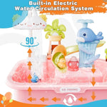 2026 Upgraded Water Table for Toddlers 3+, Water Table for Kids Ages 4-8 with Pump, Play Sink with Running Water, Kitchen Sink for Toddlers, Fishing Game and Outside Sensory Toys (Pink)