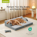 xl orthopedic dog bed, extra large dog bed, dual-sided pet cooling beds with memory foam, light grey