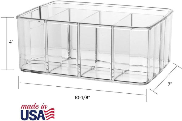 Clear Plastic 5-Compartment Organizer for Makeup and Office Supplies Made in USA