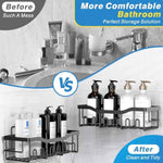 EUDELE 5-Pack Rustproof Stainless Steel Adhesive Shower Caddy, Large Capacity Bath Organizers for Bathroom Storage & Decor