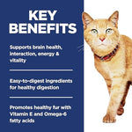 Hills Science Diet senior cat food for vitality, 7+, chicken and rice, 6lb bag, USA made