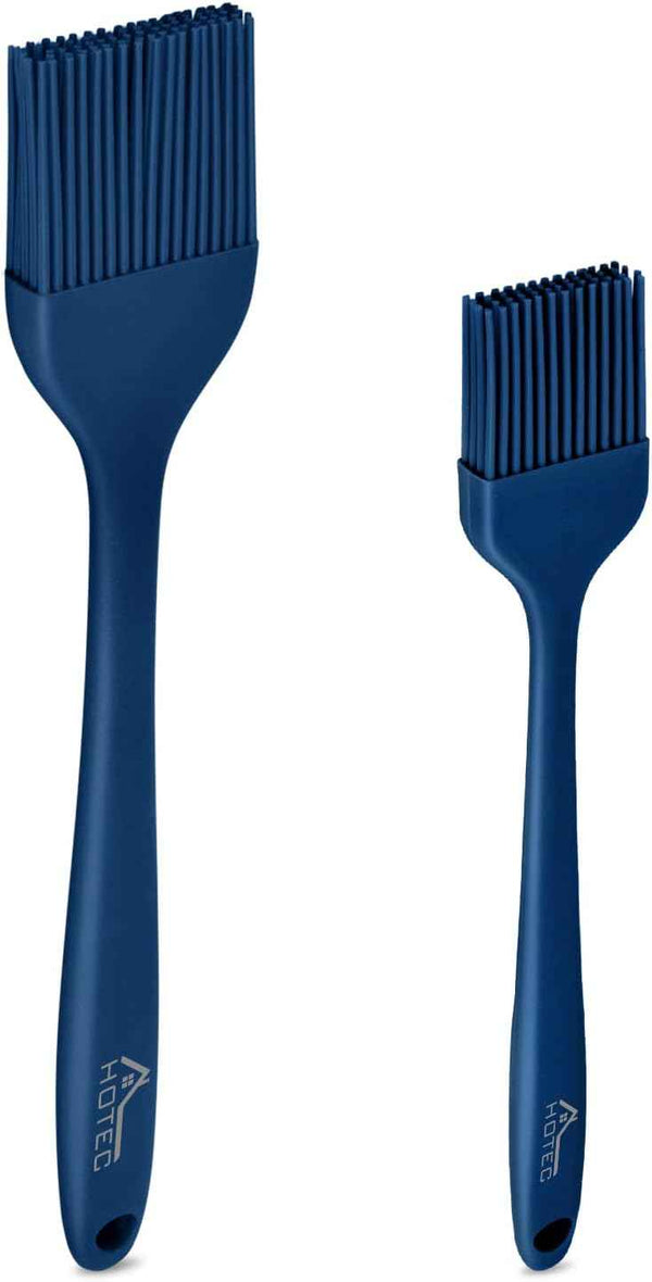 HOTEC 600℉ Heat Resistasnt Basting Brushes, BPA Free Silicone Pastry Brush, Spread Oil Butter Sauce Marinades for BBQ Grill Barbecue Baking Kitchen Cooking Dishwasher Safe (Black 2)