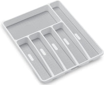 madesmart Classic Large Silverware Tray - White - 6-Compartments Kitchen Organizer