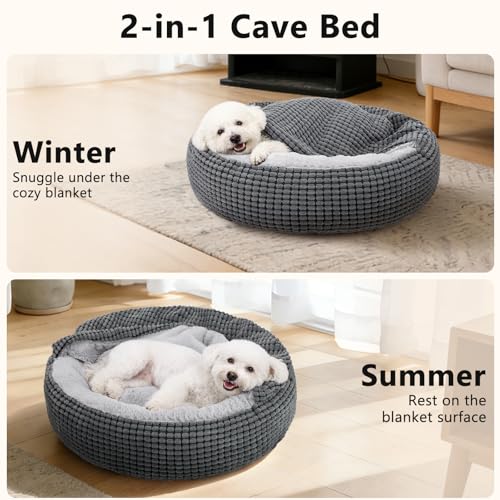 siwa mary small dog bed with attached blanket 23 inch washable anti-slip bottom calmer