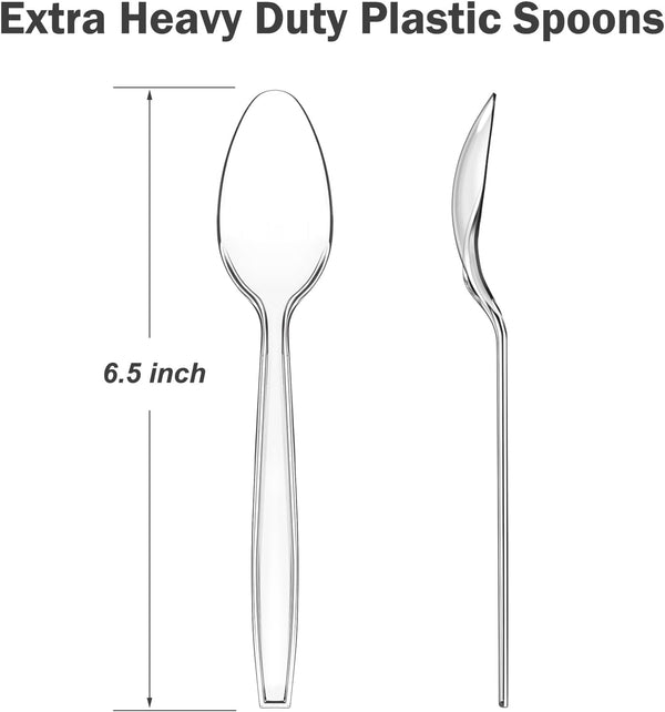 360 Count Clear Plastic Spoons Disposable, BPA-Free, Heat Resistant, Heavy Duty, Premium Spoons for Party Supply