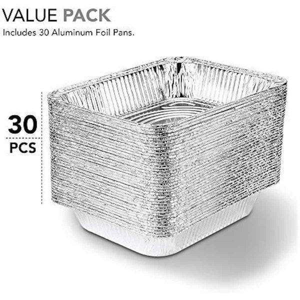 Stock Your Home 30 Pack Aluminum Foil Pans 9x13 Disposable Foil Pans, Half Size Steam Table Deep Trays