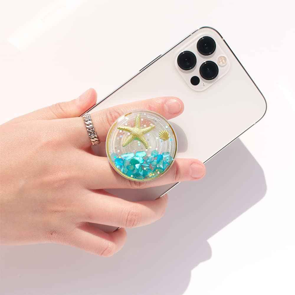 Elegant Ocean Style Expandable Collapsible Mobile Phone Grip Stand Holder for Smartphone Tablet Cell Phone Accessory (Sky Blue)