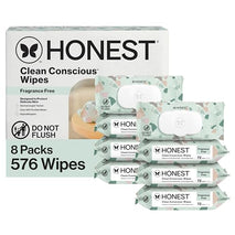 Honest Company Hypoallergenic Baby Wipes for Sensitive Skin, Fragrance-Free, 576 Count (6 Packs of 96)