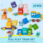 Play-Act Learning Toy for Toddlers 1 2 3 Years Old, Counting, Matching & Sorting Montessori Learning Farm Train Including 9 Farm Animals, Easter Basket Stuffers Birthday Gift for Baby Boys Girls