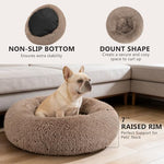 MIXJOY 23'' Brown Orthopedic Dog Bed with Faux Shag Fur, Ultra Soft and Washable Pet Cushion