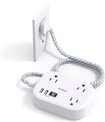 Cruise Essentials 2026,One Beat Travel Power Strip with USB C,Flat Plug Extension Cord with 3 Outlets 4 USB Ports(2 USB C),6 ft Desk Wall Outlet Extender,Non Surge Protector for Cruise,Dorm Room,ETL