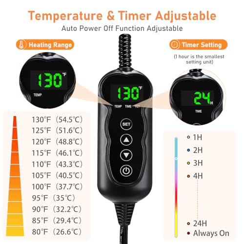invenho heated cat bed, waterproof adjustable temperature dog cat heating pad with timer, 18" x 16"