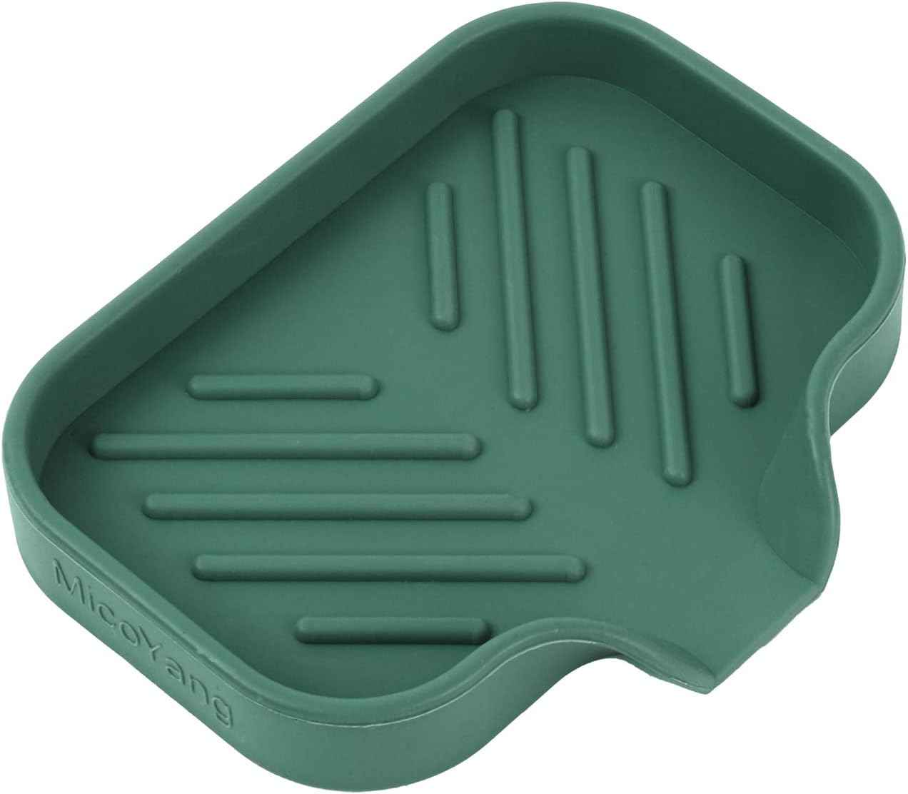 Silicone Bathroom Soap Dishes with Drain Spout-Bathroom and Kitchen Sink Organizer,Sponge Holder,Dish Soap Tray,Perfect for Dispenser,Scrubber,Bottle,Cup on Sink or Counter-Black 4.9"×3.2"