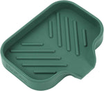 Silicone Bathroom Soap Dishes with Drain Spout-Bathroom and Kitchen Sink Organizer,Sponge Holder,Dish Soap Tray,Perfect for Dispenser,Scrubber,Bottle,Cup on Sink or Counter-Black 4.9"×3.2"