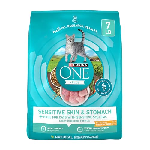 purina one sensitive stomach and skin natural turkey dry cat food 7 lb bag