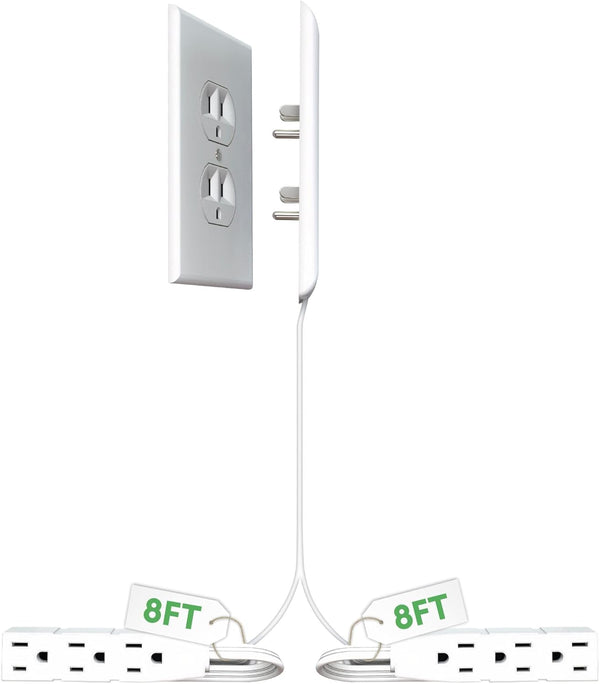 Sleek Socket original flat ultra-thin outlet concealer with extension cord kit, 3ft, multi-outlet power strip for home improvement