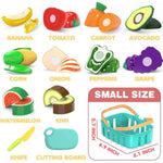 Cutting Play Food Toys For Kids, Pretend Play Kitchen Accessories, Fake Fruits/Vegetables Set With Shopping Storage Basket, Plastic Board And Knife, Birthday Gifts/Educational Toy For Toddler Children