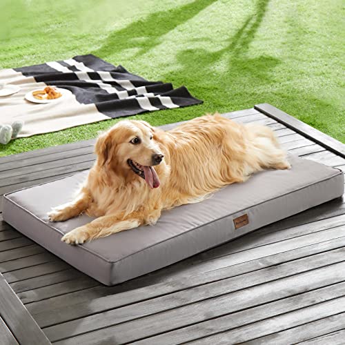 BFPETHOME grey waterproof large dog bed for medium, large and extra large dogs with orthopedic egg crate foam