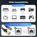 DbillionDa 40Gbps Cat 8 Ethernet Cable, 6FT Heavy-Duty for Indoor/Outdoor Use, Gold-Plated RJ45, Weatherproof & UV Resistant