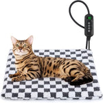 MIXJOY 18''x16'' Small Heated Cat Bed with 11 Adjustable Temperature and Timer, Electric Pet Heating Pad for Cats and Dogs