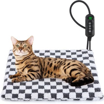 MIXJOY 18''x16'' Small Heated Cat Bed with 11 Adjustable Temperature and Timer, Electric Pet Heating Pad for Cats and Dogs