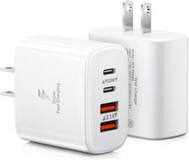 2-Pack 40W Fast Charging USB C Wall Charger Block with 4-Port Dual Port PD Power Adapter