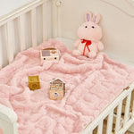 yurhap fleece baby blanket heart checkered ultra soft cozy for girls boys, 30”x40” light pink
