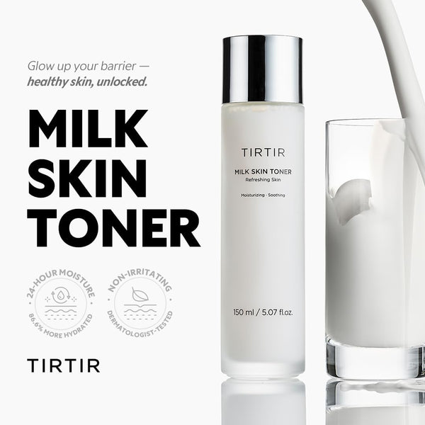 Tirtir milk skin rice toner, deep moisturizing, hydrating, and refreshing for face, vegan, 150ml/5.07fl.oz, korean skin care