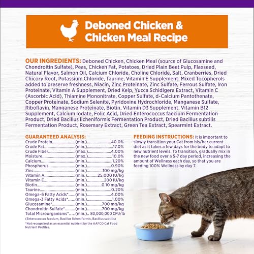 Wellness Complete Health Adult Dry Cat Food, Grain Free, Natural, Chicken & Chicken Meal, 5.5 Pound Bag