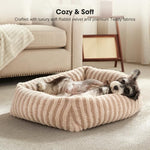 mixjoy beige small dog cat bed washable removable cover soft calming indoor sofa bed 20x19x6