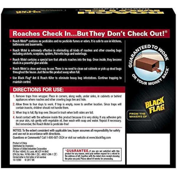 Black Flag Roach Motel Traps, 2-Count, 1-Pack, Adhesive Insect Trap for Kitchens, Bathrooms, and Basements