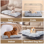 eheyCiga fluffy dog crate bed for extra large dogs, grey, 48" x 30" x 7"