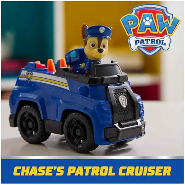 paw patrol, chase's patrol cruiser, toy car with collectible action figure, eco-friendly, kids toys for boys & girls ages 3 and up