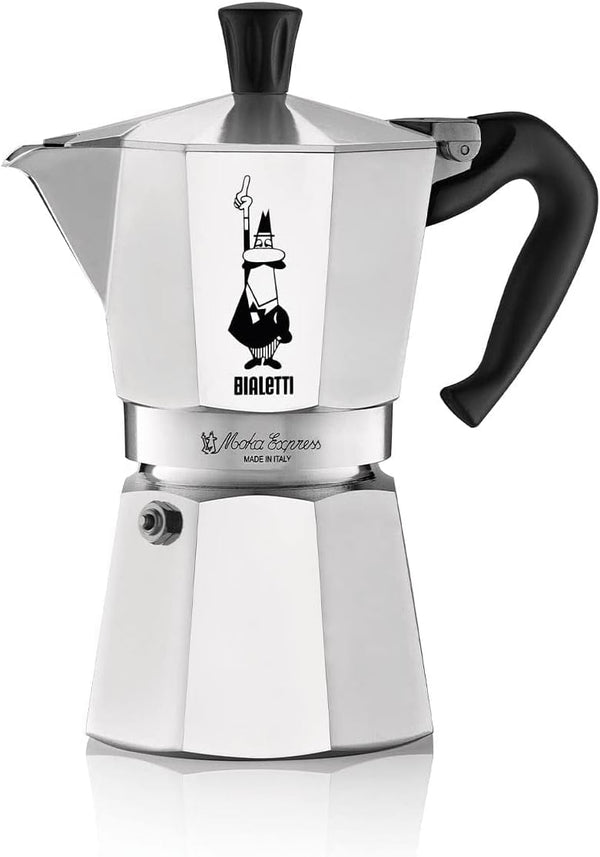 Bialetti Moka Express Stovetop Espresso Maker, Natural Silver, 6 Cups
