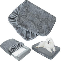 Grey soft plush dog bed liner replacement cover, 36x27 inches, waterproof, machine washable