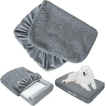 Grey soft plush dog bed liner replacement cover, 36x27 inches, waterproof, machine washable