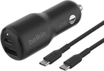 Belkin 42W Dual Port Fast Car Charger with USB-C and USB-A Ports
