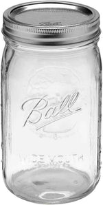 Ball Wide Mouth Glass Mason Jars with Lids and Bands, Used for Canning, Pickling, Juice, Jam, Jelly, Quart Size 32 Ounce (Pack of 2)