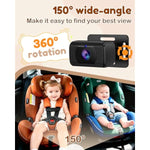 Rohent HD 1080P rear-facing baby car camera with 150° wide-angle lens, night vision, and adjustable display