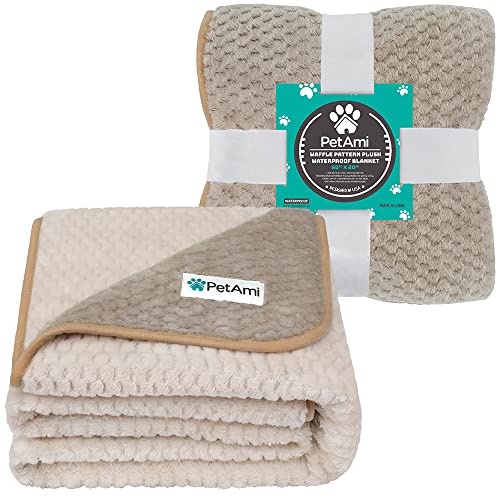 PetAmi Waterproof Dog Blanket for Large Dogs, Furniture Sofa Couch Cover Protector, Soft Plush, Twin 60x80 Taupe Beige