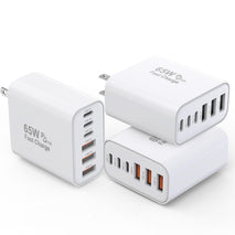 3 Pack 65W GaN Type C Wall Charger Block,6-Port Fast Charging Block,PD USB C Plug Adapter+QC Plug Compatible with Apple iPhone 17/17 Air/16E/16Pro Max/16Plus/16/15/14/13/12/11/XS Max,iPad Pro,AirPods