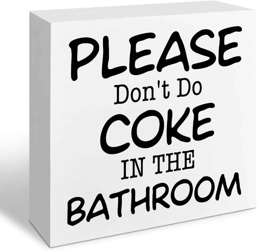 Funny Restroom Bathroom Wooden Signs, Funny Bathroom Sayings, Humor Washroom Quotes Block Plaque, Wall Art/Home Decor, Rustic Wooden Box Signs, Farmhouse Decor, Housewarming Gift