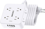 Surge Protector Power Strip - CHCORE 5Ft Braided Extension Cord with 8 Outlets with 4 USB (2 USB C) Charging Ports, Flat Plug Multi Plug Outlet Extender Charging Station for Home Office, ETL, White