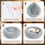 hoewina dog & cat bed for indoor cats light grey 20in calming donut bed