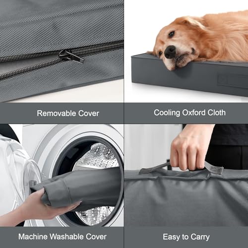 Grey Orthopedic Dog Bed for Large Dogs, Waterproof Oxford Fabric, 36x27 Inch, Egg Crate Foam, Machine Washable
